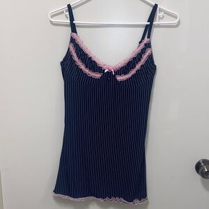 Dreamgirl Navy and Pink Striped Chemise